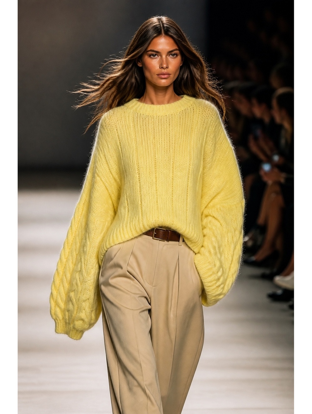 Chunky Knit Sweater XL Pastel Yellow Slouchy Cropped Cozy Cottagecore Pullover